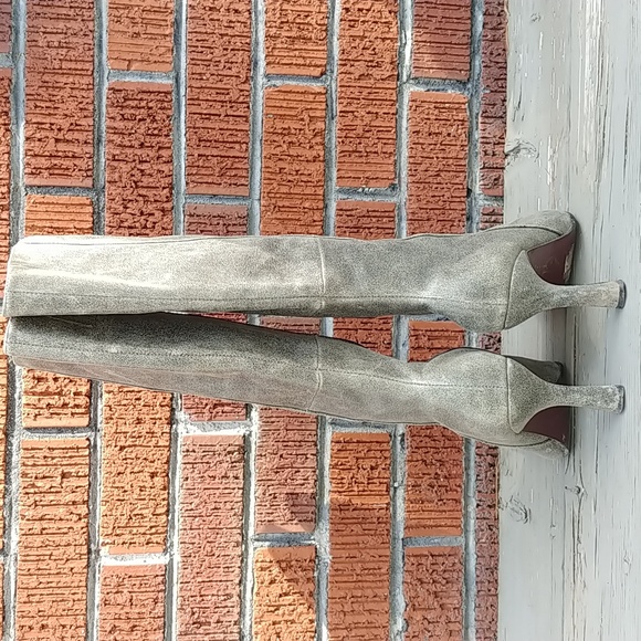 Distressed grey vintage leather boots 6.5 - Picture 7 of 14